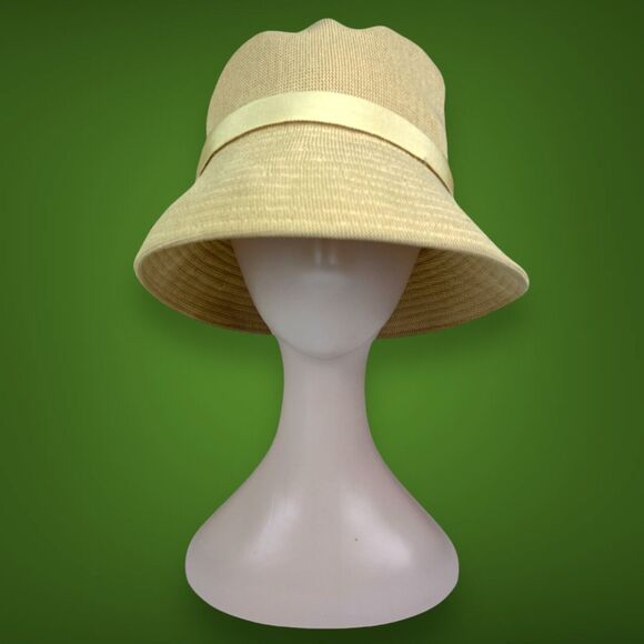 1960’s Vintage Kangol Tan Knit Valencia Crusher Bucket Hat England Mid Century - Picture 3 of 10